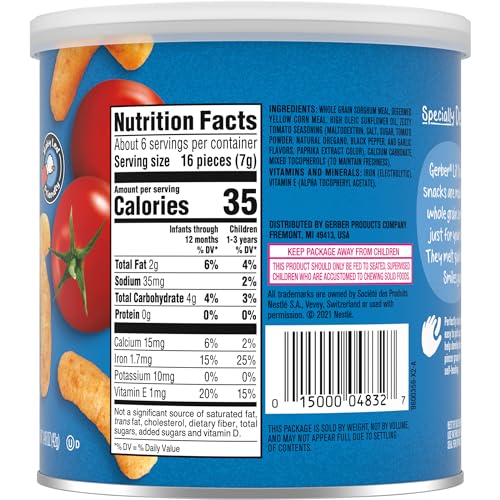 Gerber Lil Crunchies Backyard Tomato Snacks for Infants, 1.48 Ounce (6-Pack)