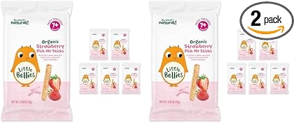 Little Bellies Natural Strawberry Decide-Me Sticks Child Snack (10 Particular person Packs of 0.56 oz Every)